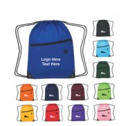 Personalized Sports Pack Front Zipper Polyester Drawstring Bags