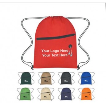 Promotional Non-Woven with Front Zipper Polypropylene Drawstring Bags